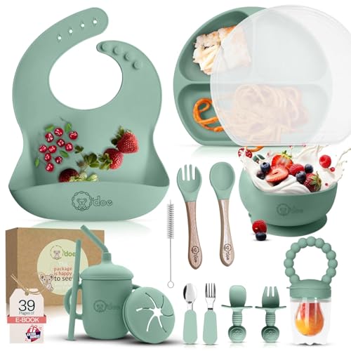 17-Piece Silicone Baby Feeding Set with Suction Plate and Utensils