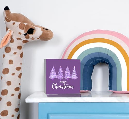 JRTW Purple Christmas Tree Wooden Sign - Holiday Decor, 3rd Edition
