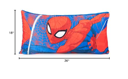 Jay Franco Spiderman Body Pillow Cover - Plush Bed Pillow Cover Measures 36 x 18 Inches, with Sherpa Backing - Kids Super Soft Bedding