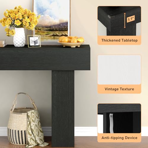 63-Inch Farmhouse Console Table, Narrow Wood Sofa Table for Entryway