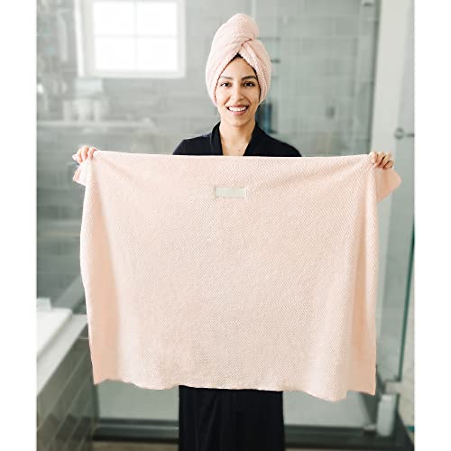 ROLSHOL 2-Pack Large Microfiber Hair Towel Wraps for Women - Grey & Pink, Fast Drying, 27 x 39 Inches