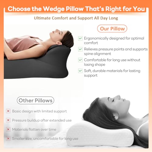 Memory Foam Wedge Pillow for Reading and Support - 4-in-1 Ergonomic Design