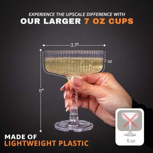 21-Piece Plastic Champagne Coupe Set for Stackable Tower Displays