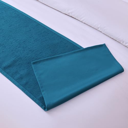 Seaphyr Peacock Blue King Bed Runner - Solid Color Decorative Bed Scarf