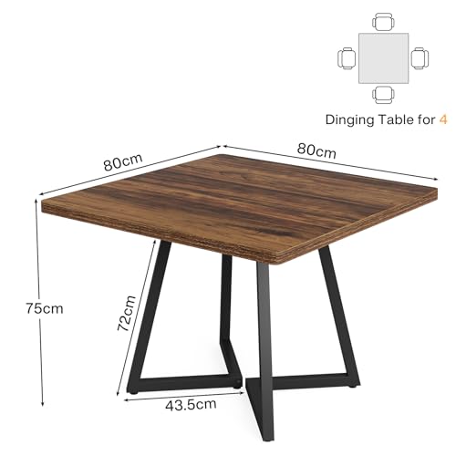 31.5-inch Square Dining Table, Industrial Rustic Wood Kitchen Table for Two