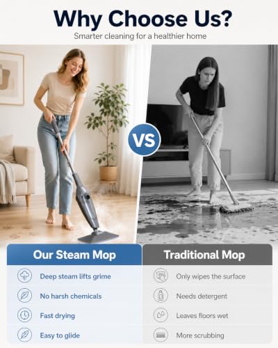 Steam Mop 14-in-1 Cleaner with Detachable Handheld Option