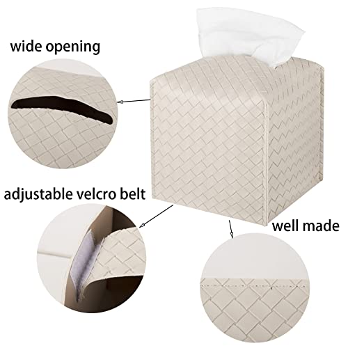 Square PU Leather Tissue Box Cover, Decorative Facial Paper Dispenser