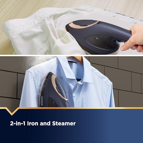 2-in-1 Fabric Iron and Garment Steamer with Ceramic Soleplate