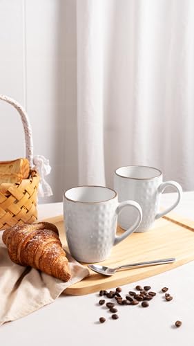 White 6-Pack Eden Coffee Mug Set 12oz Ceramic Stoneware Cups by Famiware