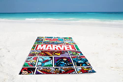 Vintage Comic Superhero Print Large Cotton Bath and Beach Towel 34 x 64