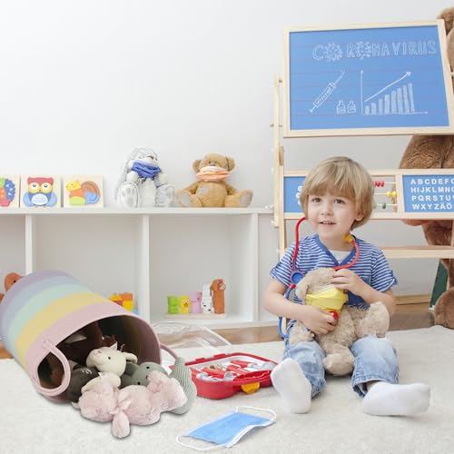 Rainbow Woven Cotton Rope Laundry Basket & Tall Nursery Storage Hamper