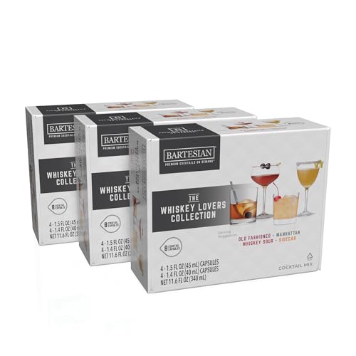 Bartesian Whiskey Lovers Cocktail Mixer Capsules 24-Pack for Home Bar