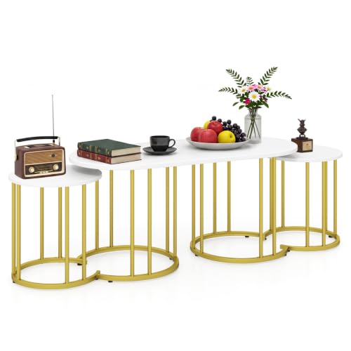 3-Piece Nesting Coffee Table Set with Oval and Round Side Tables