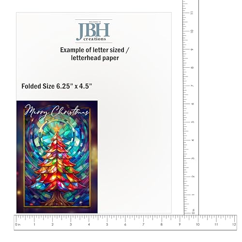 JBH Creations Stained Glass Tree Christmas Cards – Pack of 24 with Envelopes