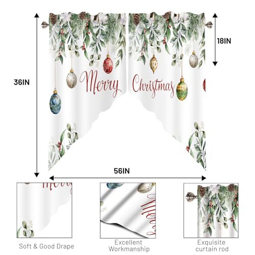 AYTTBIS Christmas Swag Curtain Valance 36x36 in, 2 Pack Red