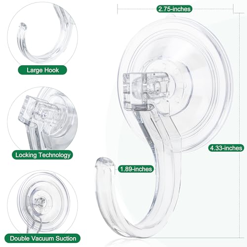 Heavy-Duty Suction Cup Wreath Hooks for Front Door & Windows - 4 Pack