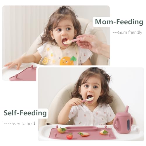 Silicone Baby Feeding Spoons 4-Pack Soft Gum-Friendly Easy-Grip
