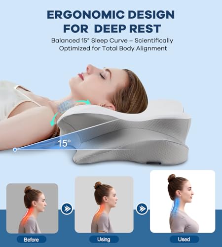 DONAMA Contour Cervical Memory Foam Pillow for Neck Pain Relief - Queen