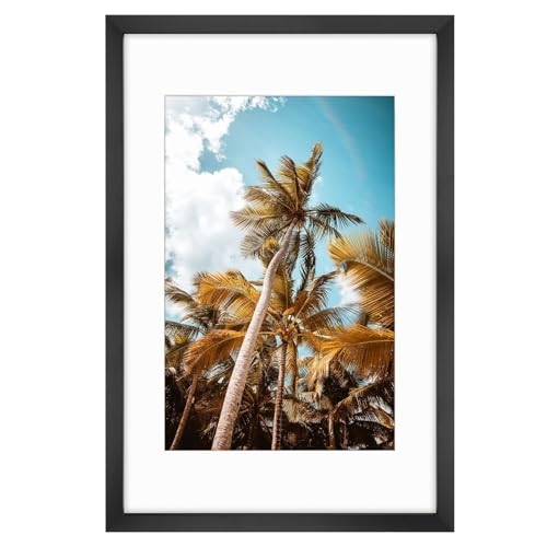 Frametory 16x24 Black Picture Frame with Mat for 12x18 Photos - Pack of 1