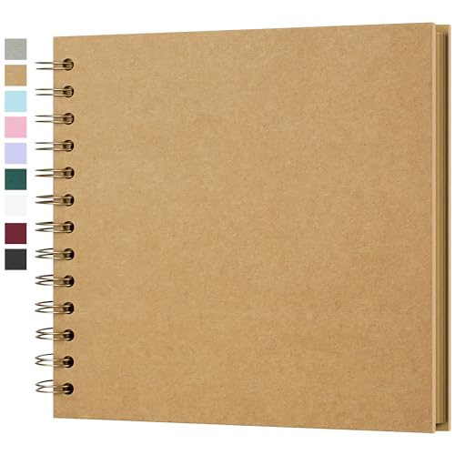 7x7 Scrapbook Album, 40-Page Kraft Paper Memory Book for Photos & Keepsakes