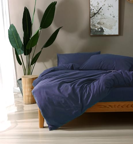 Washed Cotton Duvet Cover for 48x72 Weighted Blanket - Navy Blue