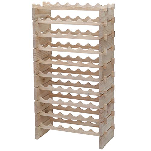Stackable Solid Pine Wood Wine Rack - 60 Bottle Capacity, Natural Finish