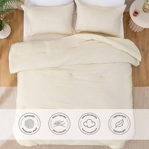 Beige Twin/Twin XL Comforter Set - 2-Piece Prewashed All-Season Bedding