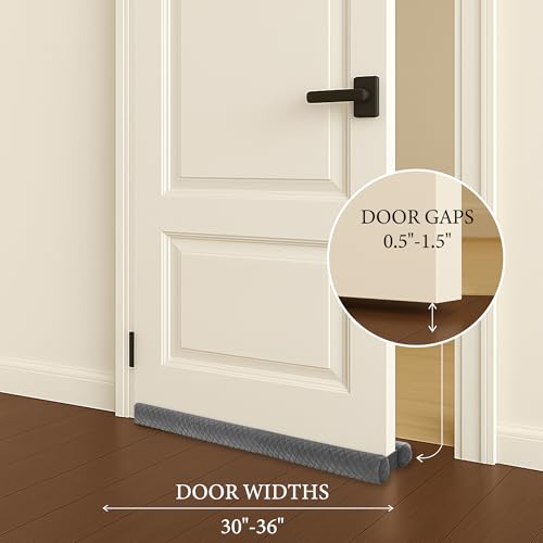 Velvet Under Door Draft Stopper - Adjustable 30-36 Inch Gap Filler