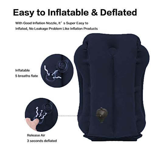Inflatable Travel Neck Pillow for Airplane Comfort - Blue
