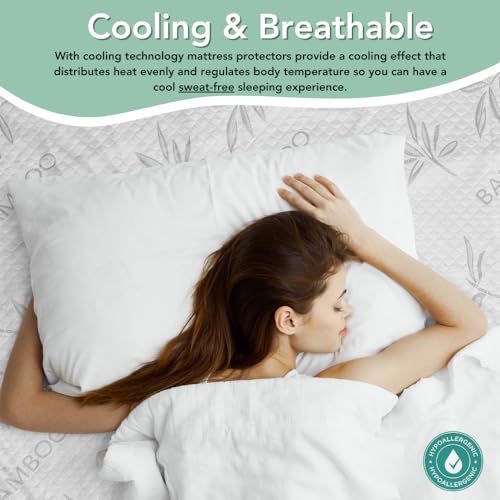 100% Waterproof Bamboo Rayon King Size Mattress Protector + 2 Pillow Protectors