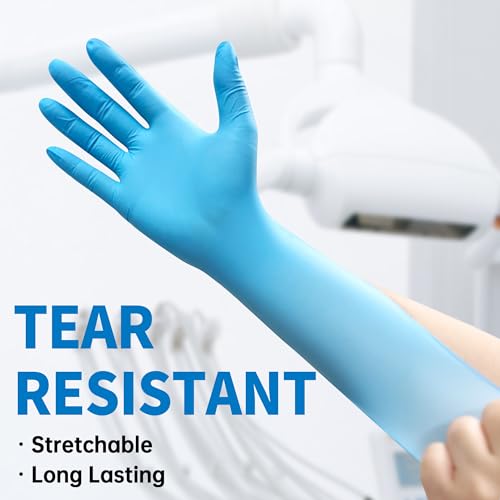 Medical Blue Nitrile Exam Gloves 4 Mil Latex & Powder Free - 100 Pack
