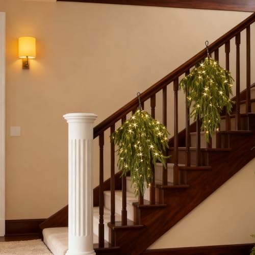 22-Inch Norfolk Pine Christmas Teardrop Swag with 96 LED Fairy Lights