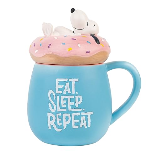 Grupo Erik Snoopy Mug with Lid 16.9oz - Snoopy Gift Ceramic Coffee Cup