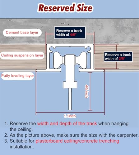 Recessed Ceiling Curtain Track System, 12ft Cuttable Aluminum Sliding Rail