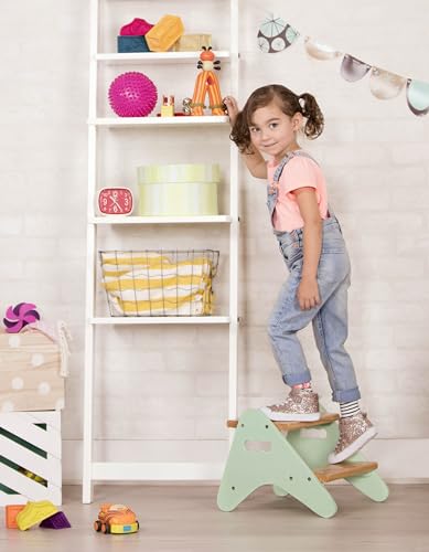 Kids Wooden Step Stool with Wide Textured Steps - Mint, Supports Up to 70kg