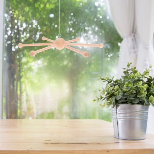 DIY Wooden Baby Mobile Frame 13.5-inch 6-Leg Crib Hanger Craft Kit
