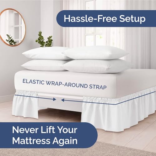 CGK Unlimited Queen Size Wrap Around Bed Skirt - 12 Inch Drop White