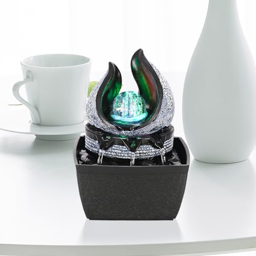 Tabletop Water Fountain with LED Rolling Ball - Zen Desktop Decor