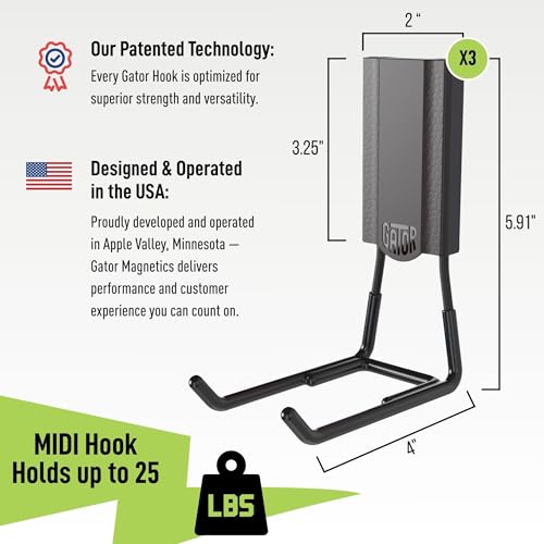 Heavy-Duty Magnetic Utility Hooks 3-Pack with Easy-Release Lever, 25 lb Capacity