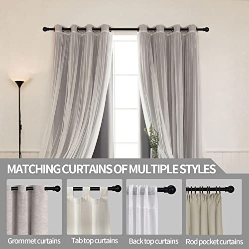 Matte Black Adjustable Curtain Rod 48 to 84 Inch - 5/8" Stainless Steel