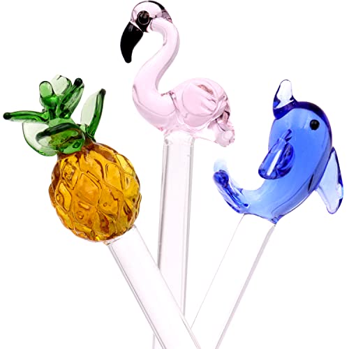6 Pcs Glass Drink Stirrers Reusable Cocktail & Coffee Liquor Sticks