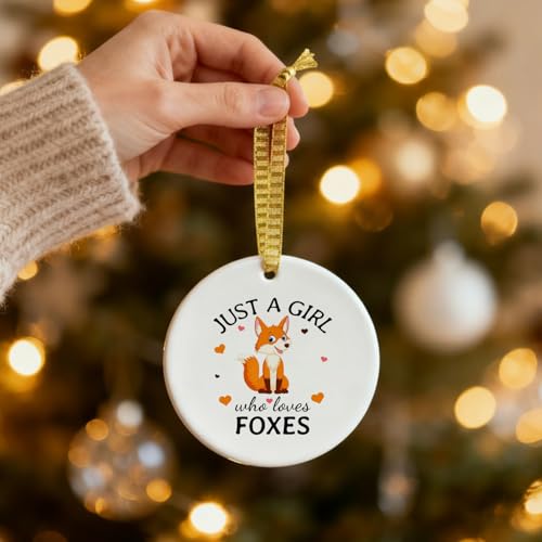 Mancheng-zi Fox Christmas Ornament - Ceramic Holiday Tree Decoration, Girl Who Loves Foxes