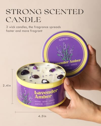 AOOVOO Lavender Amber Scented Candles 12oz - 2 Pack Relaxation & Sleep