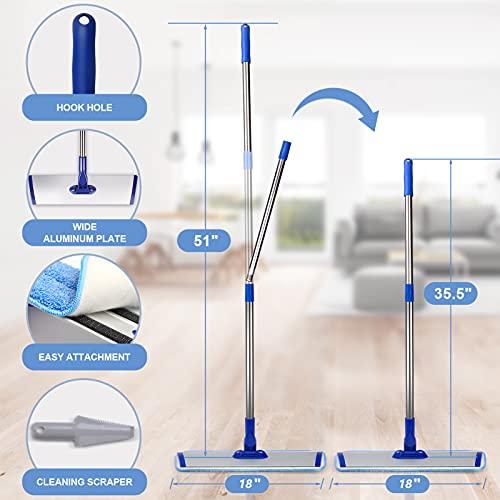 18-Inch Professional Microfiber Mop Floor Cleaning System with 4 Washable Pads