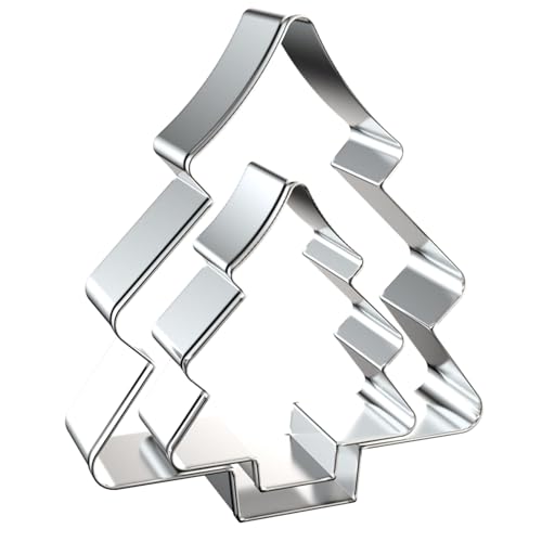 Tree Cookie Cutters Set - 2-Piece Stainless Steel Christmas Shapes
