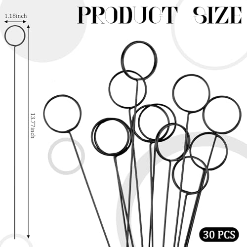 30 Pcs Floral Card Holder Picks, 13.4-Inch Metal Wire Photo Sticks, Black