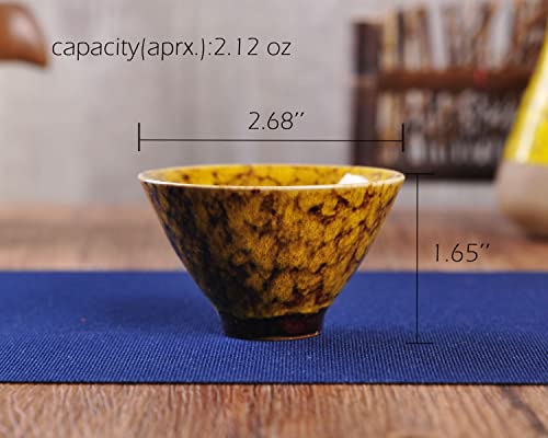 WHJY Ceramic Sake Cups Set of 6, Traditional Japanese & Chinese Kung Fu Tea Cups, 60ml