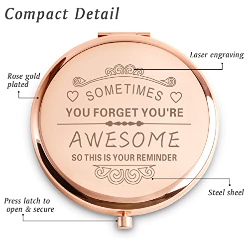 Sometimes You Forget That You Are Awesome... Personalised Engraved Compact Mirror – 2.5in Gift for Her