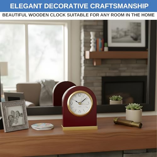 Rosewood Analog Alarm Clock with Silent Quartz Movement and Backlight