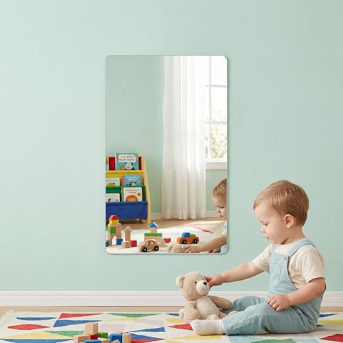 Shatterproof Acrylic Mirror Tiles - 8x12 Inch Self-Adhesive Wall Sheets (4 Pcs)